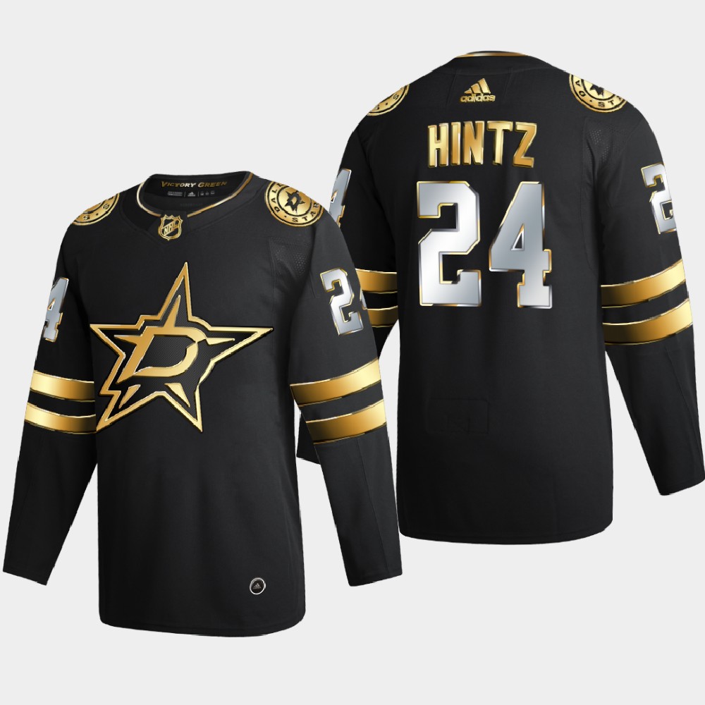 Dallas Stars 24 Roope Hintz Men Adidas Black Golden Edition Limited Stitched NHL Jersey